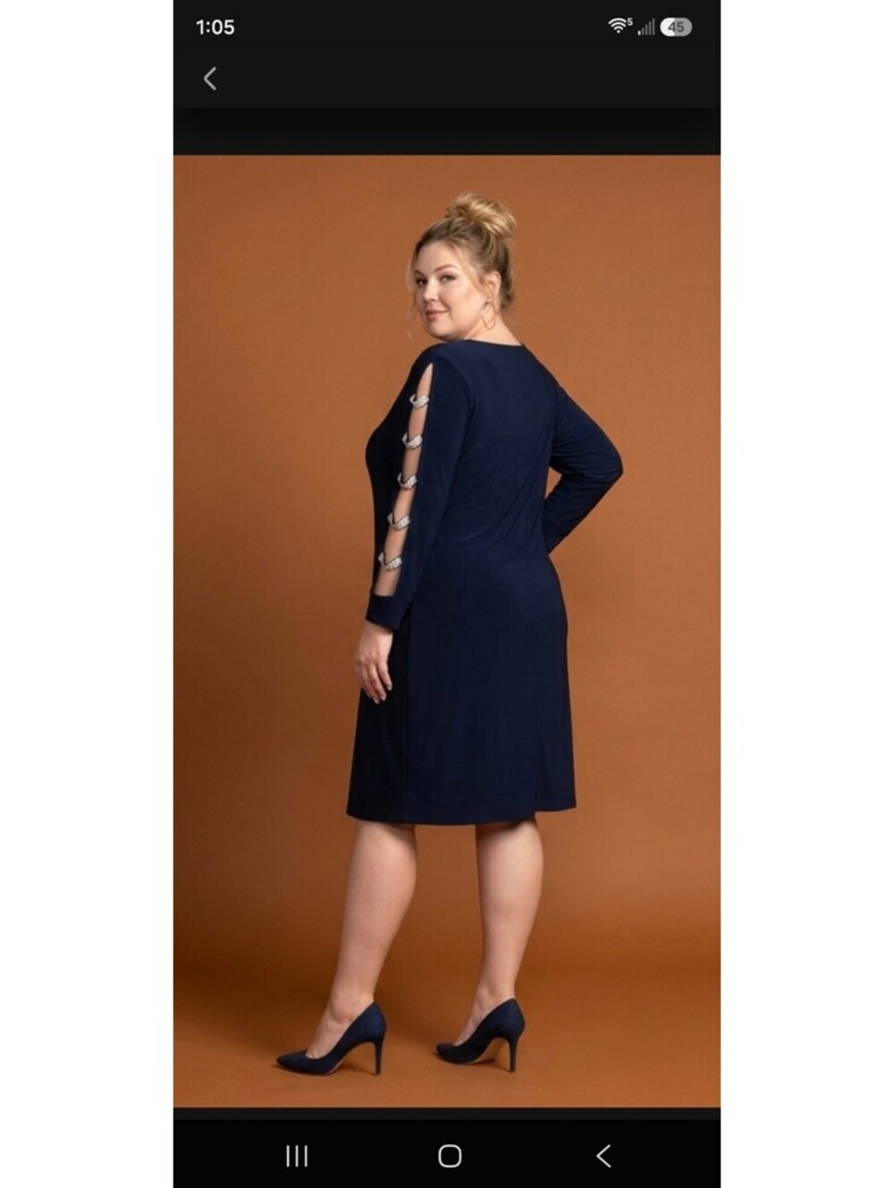 Roz & Ali Navy Rhinestone Cutout Sleeve Cocktail Shift Dress Plus Size 3X 4083